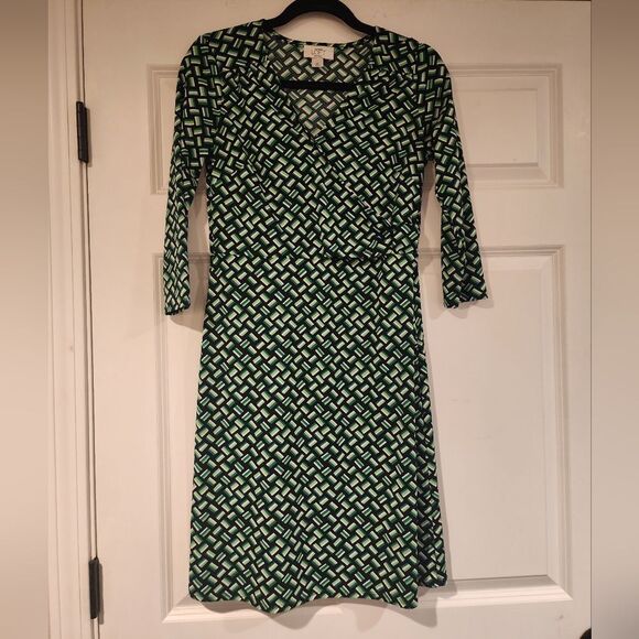 Loft green and black patterned dress - Picture 1 of 4